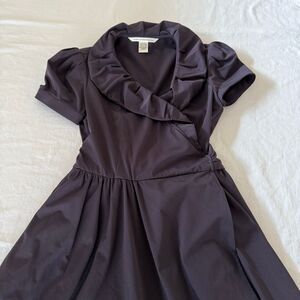 Diane Von Furstenberg | Bethania Dress | Ruffle Neck Tie Waist | Navy | Women’s